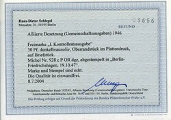 Ziffern - 30 Pfg. dunkelbraunoliv vom POR dgz auf Briefstück, ...