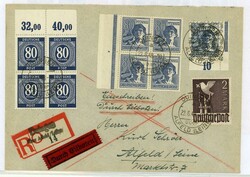 Ziffern - 80 Pfg. graulilaultramarin im Viererblock vom POR dgz mit ...