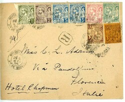 Monaco - 1894, Freim.-Ausg. 1, 2, 2x 5, 10, 15, 25 und 50 C. auf ...