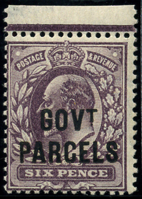 Govt Parcels 6d SG 076 VARIETY, ‘DEEP SLATE PURPLE’ U/M, part top ...