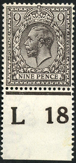 9d SG 392 VARIETY, ‘VERY PALE AGATE’, control ‘L18′(P), U/M, ...