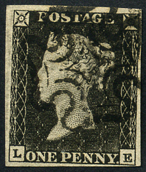 1d Pl.1a ‘LE’ VARIETY, WITH ‘BLACK’ MX, superb neat strike, ...
