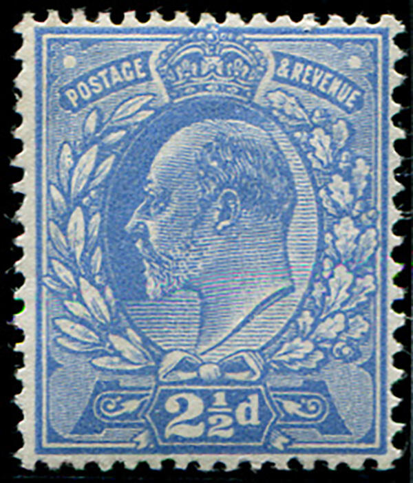 2½d SG 283 VARIETY, ‘PALE TRUE-BLUE’ U/M, perfectly centred, ...