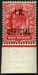I.R. 1d SG 021 VARIETY, ‘INTENSE BRIGHT SCARLET’ U/M bottom ...