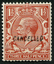 1½d SG 420 OVPT.’CANCELLED’ TYPE 28, U/M pristine fresh. (ex ...