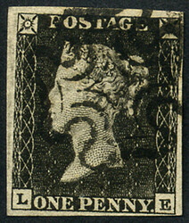 1d Pl.1a ‘LE’ VARIETY, WITH ‘BLACK’ MX, superb neat strike, ...