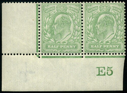 ½d SG 217 VARIETY, ‘VERY PALE YELLOWISH-GREEN’, control ‘E5’ ...