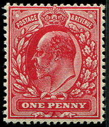1d SG 281 (P.15×14) VARIETY, ‘INTENSE ROSE-CARMINE’ U/M, ...