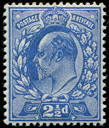 2½d SG 284 VARIETY, ‘DEEP TRUE-BLUE’ U/M, perfectly centred, ...