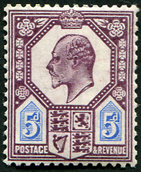 5d SG 244 VARIETY, ‘DEEP SLATE PUR. AND ULTRA'(C) mint, fine M/M, ...