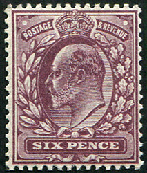 6d SG 298 VARIETY, ‘DARK REDD. PURPLE'(F) U/M, superb fresh. ...