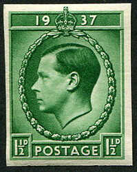 1936 K.E.VIII 1½d ESSAY BY HARRISONS IN GREEN (LARGE FORMAT, TYPE ...