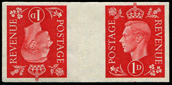 1937 1d SG 463 ‘IMPRIMATUR ‘TETE-BECHE’ PAIR (with gutter) U/M, ...