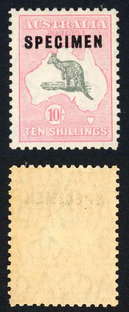 Australia SG112s 10/- Grey and Pink Kangaroo Small Multiple Wmk ...