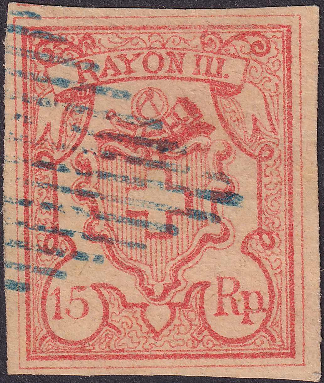 RAYON III, Type X, Kunstwerk mit blauer Raute, breitrandig ...