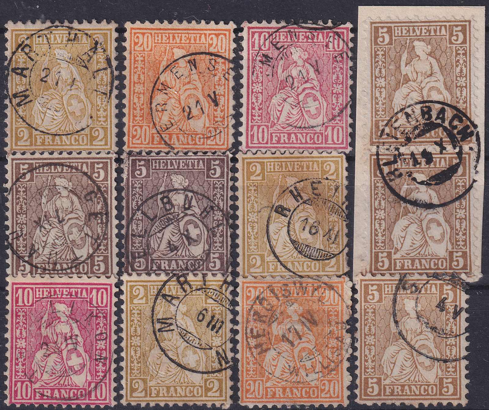 ZWERGSTEMPEL: 12 Stück, meist sauber zentrisch: MARTHALEN, Ermensee, ...