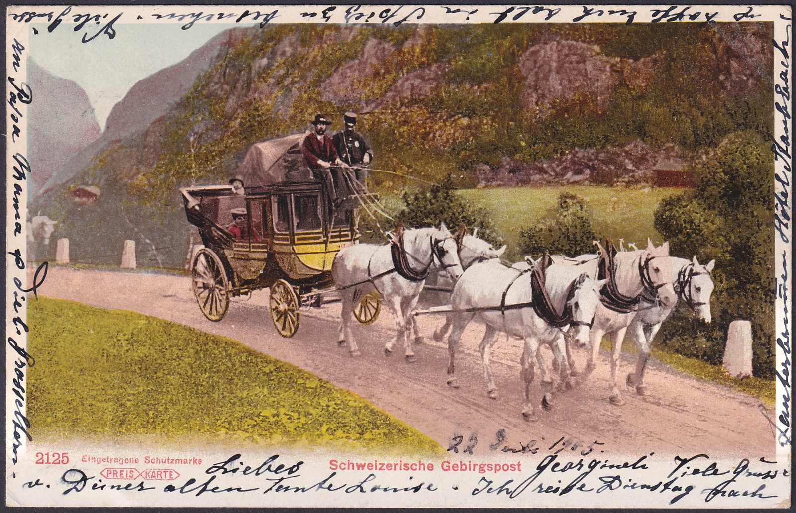 GRAUBÜNDEN, VULPERA mit Postkutsche 22.JULI.1905. 65B sauber ...