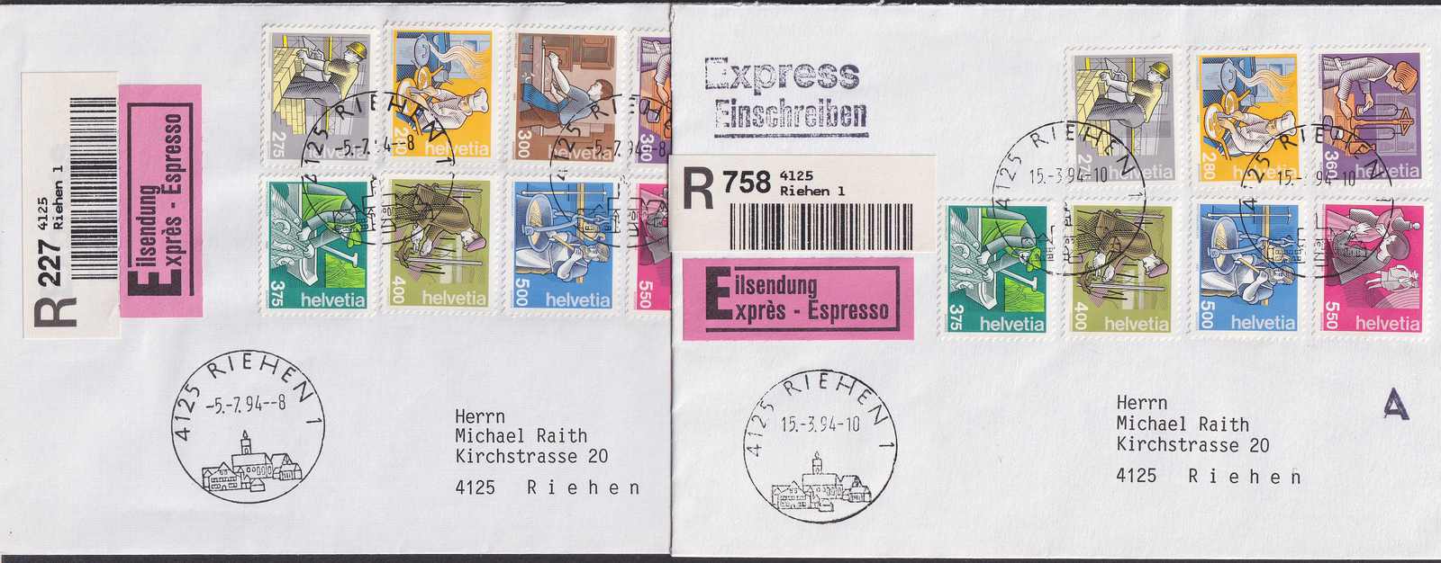 1995, FDC Mensch und BERUF Nr.852-854 (alle Ausgaben mit den älteren ...