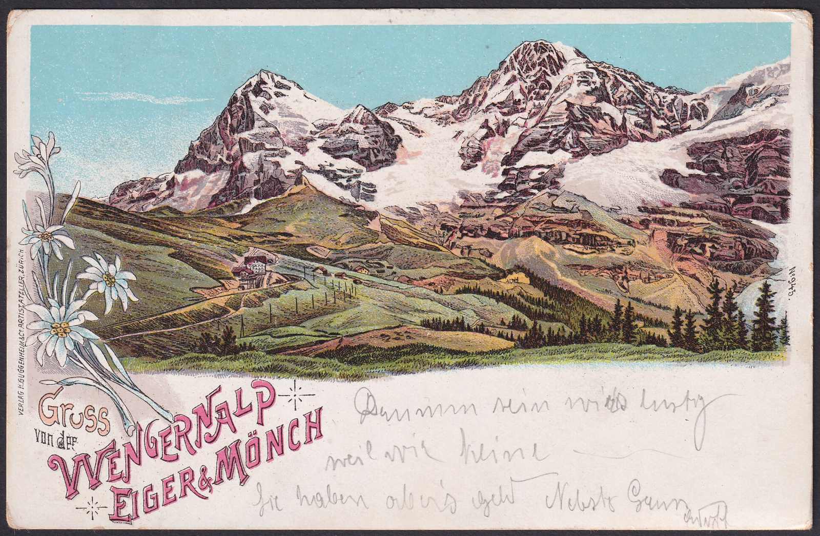 BERN: WENGENERALP: Eiger & MÖNCH nach Arbon via Bahnpost: ...