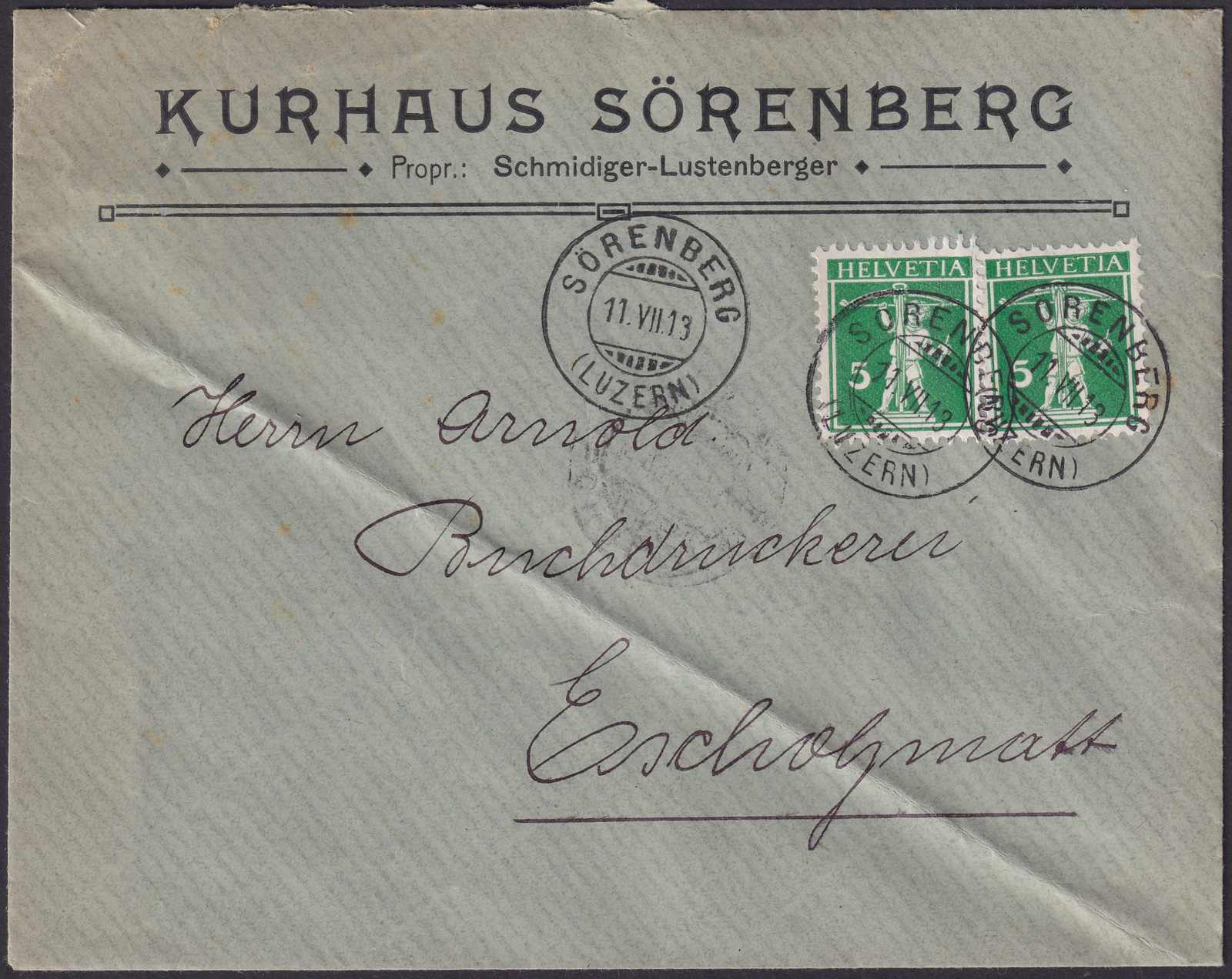SÖRENBERG 1913 (Briefkopf KURHAUS SÖRENBERG - ...