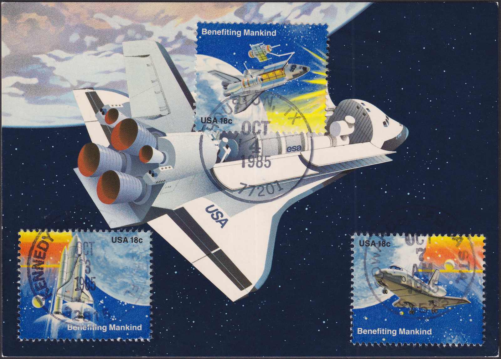 1985, Benefiting Mankind, saubere Karte der Schweiz mit US-Marken ...