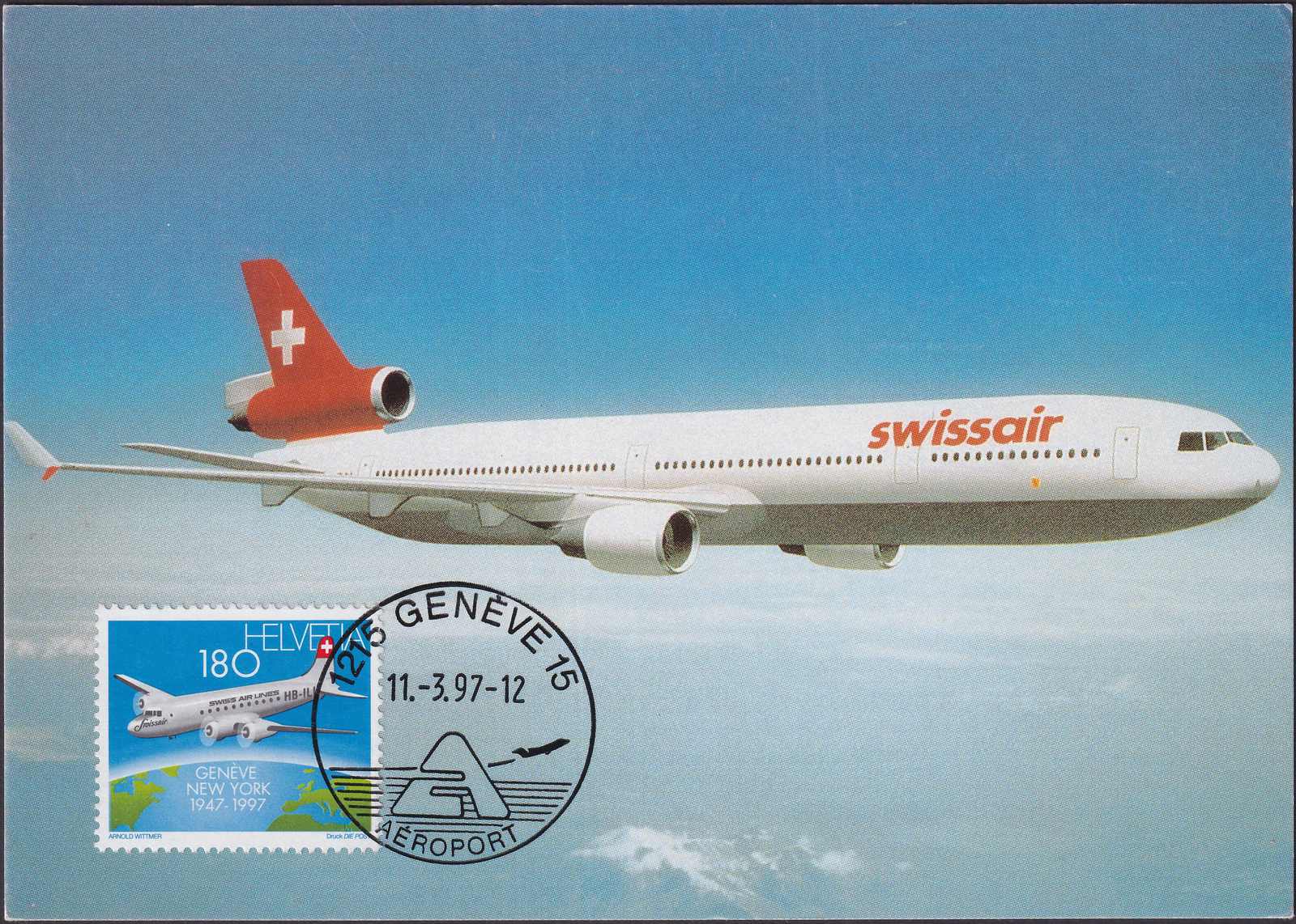 1997, SWISSAIR-Karte, Nr.918 vom Ausgabetag entwertet, sehr gute ...