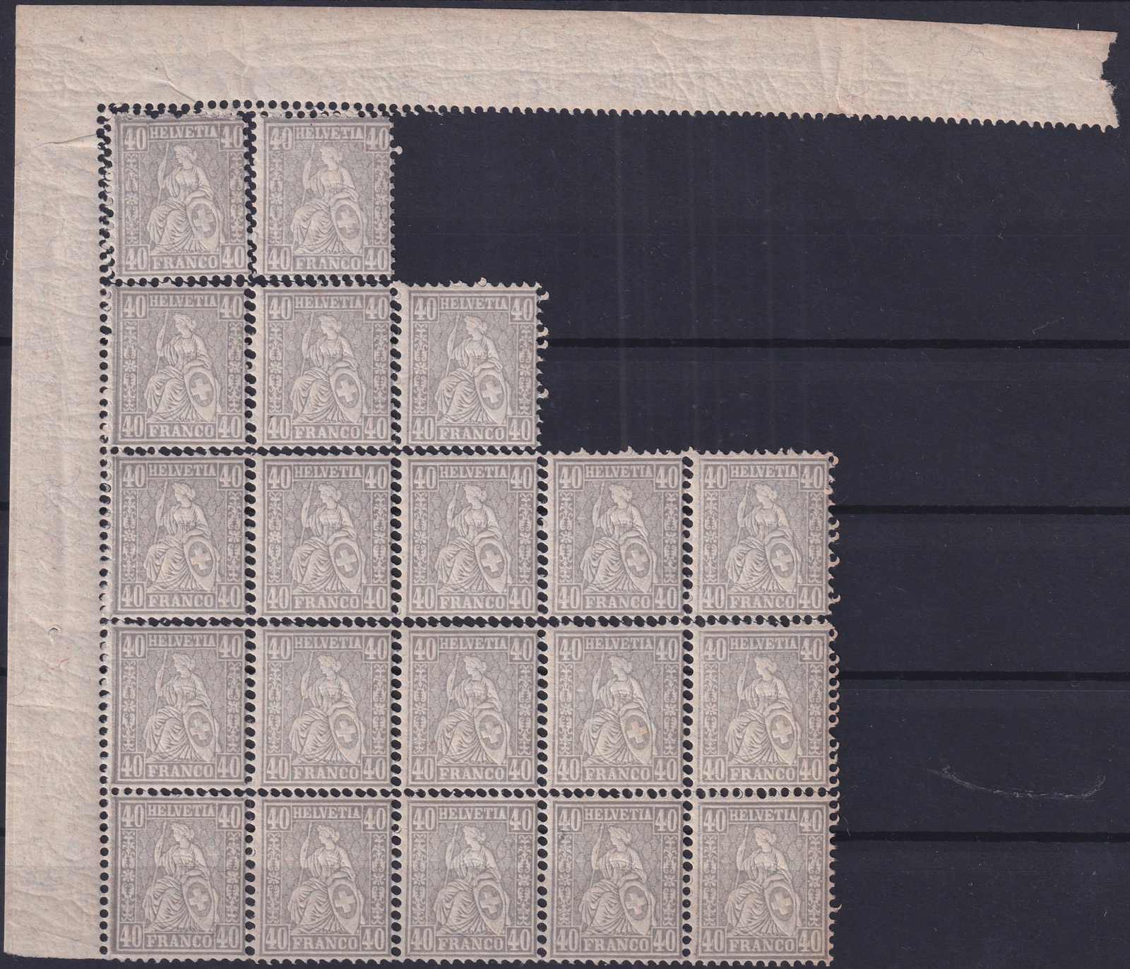 50c grau (FASERPAPIER) Nr.50.1.12 mit DOPPEL-ZÄHNUNG im 20er-Bogen. ...