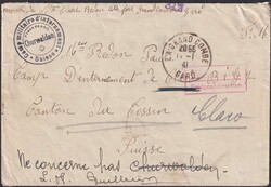 1941, CHURWALDEN (Internierungs-Post) umgeleitet nach CLARO (TI) dann ...