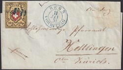 BERN 1851 nach Hettlingen (ZH), T.12 A2-RO: Rotdruck braunrot! (16II ...