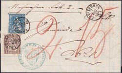 LAUFENBURG 1863 (7.AUG) nach WIL, Nr.30 + 31 auf Nachnahme, ...