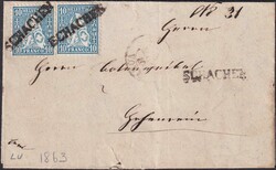 SCHACHEN 1863 nach Hohenrain, Nr.31 als Paar-Einheit geklebt ...