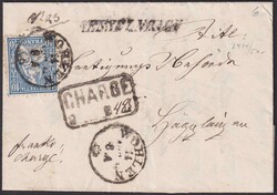 NESSELBACH bei WOHLEN 1865 nach Häggligen, sauberer Chargé-Brief ...