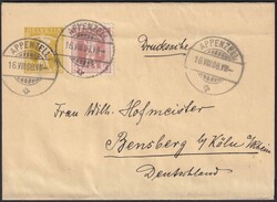 1908 (16.AUG), APPENZELL nach Rensberg bei Köln am Rhein (DE) 5Rp ...