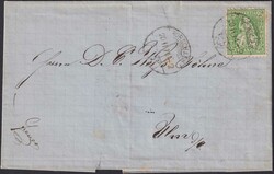 RORSCHACH 1871 (20.FEB) nach ULM (DE), sauberer Beleg mit Nr.40 (mit ...