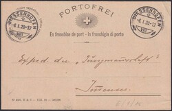 1920, DIESSENHOFEN nach IMMENSEE (SZ) Portfreiheits-Karte mit ...