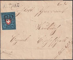 ALTNAU 1851 (datiert 12.JAN) nach BISCHOFFSZELL (roter AK ...