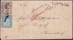 NOTTWIL nach MÄNNEDORF 1858, 22D+23C auf mit Rötel eingeschriebenem ...