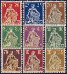 1908, Helvetia mit Schwert: Nr.108-116 ungebraucht mit Gummi (*) gute ...