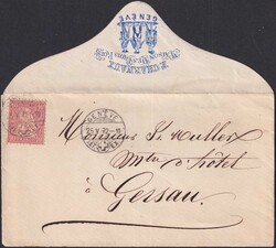 GENEVE 1872, Nr.38 auf rückseitig illustriertem BELEG: F.CHARNAUX ...
