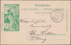 STALDEN 1900 (17.SEPT) nach U'hallau (SH) 5c-UPU-Karte mit sauberem ...