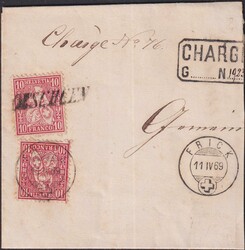 OESCHGEN (Bez.Laufenbrug) bei Frick mit Ortsstempel, Nr.38 (2x) in ...