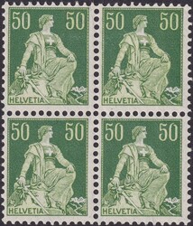 1908, Nr.113 (Helvetia mit Schwert) in ungebrauchtem Viererblock - ...