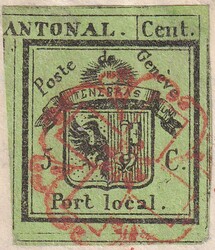GENEVE 1845 (20.MAI) 4R (breitrandige rechte Hälfte der DOPPELGENF) ...