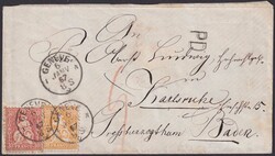 GENEVE 1867, Nr.32+33 auf sauberer Deutschland-Frankatur (Karlsruhe, ...