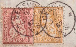 GENEVE 1867, Nr.32+33 auf sauberer Deutschland-Frankatur (Karlsruhe, ...