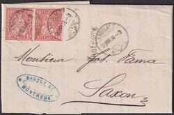 WAADT, Montreux 1876 nach "Saxon" Bankbrief mit rückseitig defekter ...