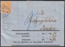 AARAU 1870 (2.JAN) nach an die Fertigungsbehörde RINIKEN, Nr.32.a ...
