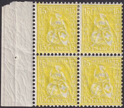 15c gelb, Nr.39 im ungebrauchten Viererblock (mit vollem ...