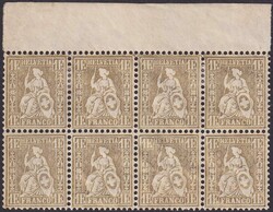 1Fr golden, Nr.36.c im 8er-Block (ungebraucht) sehr gut gezähnt mit ...