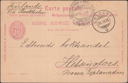 COLOGNY 1906 nach Helsingfors (Finnland) via Stockholm, saubere 10Rp ...